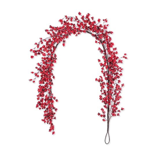Glitzhome® 6ft. Christmas Red Berry Garland